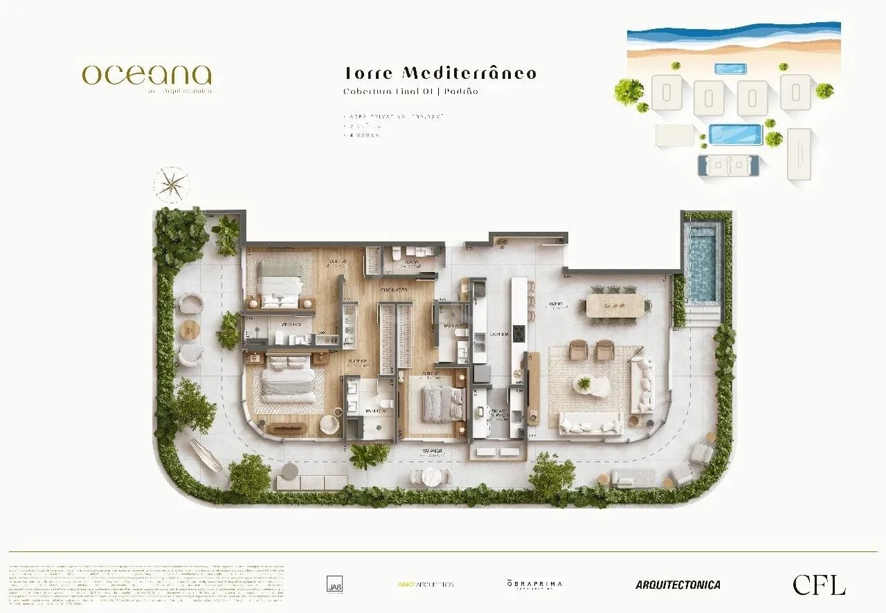 Cobertura para venda com 3 dormitórios em Jurerê com 289 m²